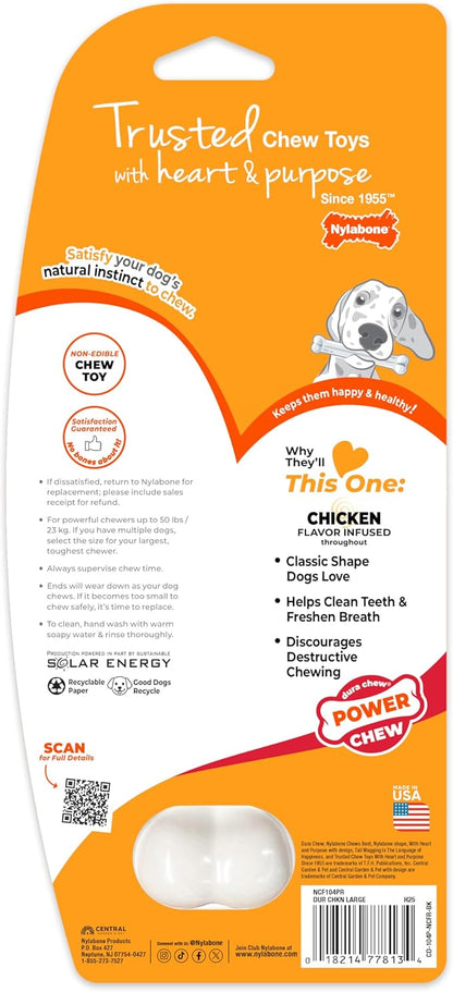 Nylabone Power Chew Classic Bone Chew Toy for Dogs, Durable Dog Toys for Aggressive Chewers, Chicken Flavor, Large/Giant - Up to 50 lbs. (1 Count)