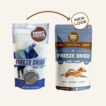 Smart Cookie Freeze Dried Beef Liver Bites - Single Ingredient Beef Liver Dog Treats - Low Calorie Training Treats for Dogs - 2oz Bag, 1 Pack