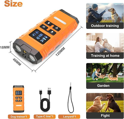Dog Bark Deterrent Device,G3 Anti Barking Device for Dogs, Bark Stopper with Display,Ultrasound Dog Bark Deterrent,for Indoor/Outdoor/Safe and Effective Bark Stopper with Flashlight (Orange)