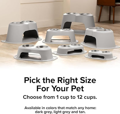 WeatherTech Double High Pet Feeding System w/Plastic Dog/Cat Bowls - 3" High Stand Tan (PDHC0803TNTN)