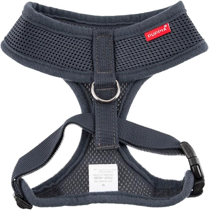 Authentic Puppia Soft Harness, Grey, XX-Large