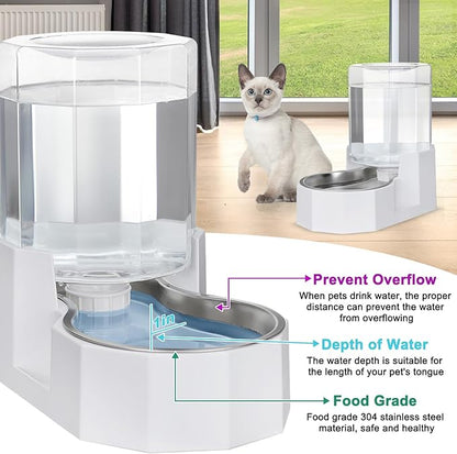 Sfozstra Large Dog Water Dispenser: 4L Stainless Steel Gravity Cat Water Feeder - Quiet Refill - No Power Needed - for Kittens & Cats - Bedroom/Kitchen Corner/Crate Area