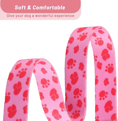 QQPETS Adjustable Soft Dog Collar: Print Flower Pink Multicolor Cute Patterns for XS Small Medium Large Pet Girl Boy Puppy Walking Running Training
