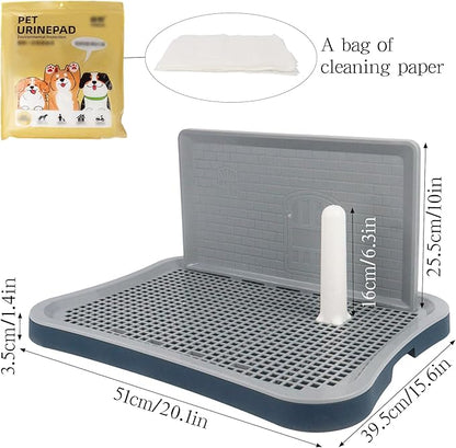 Dog Pee Pad Holder with Pee Pads, 20.1"x15.6"X1.4" Indoor Dog Potty Pad with Splash Guard for Puppy and Small Dogs, Housebreaking Supplies, Pet Products (Blue)