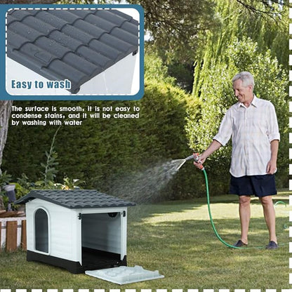 BestPet Dog House Indoor Outdoor Insulated Kennel Durable Plastic Dog House for Small Medium Large Dogs Weather & Water Resistant Pet Crate with Air Vents and Elevated Floor