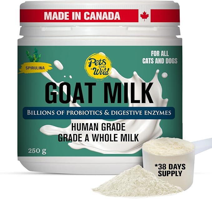 Pets Gone Wild | Goat Milk Powder with Spirulina | Non-GMO & Picky Eater Friendly | Nutrient-Dense Supplement for Daily Wellness & Hydration | 250 G