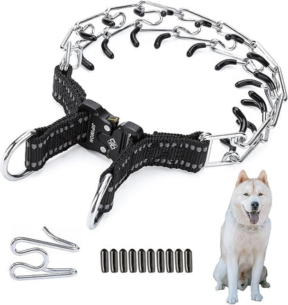Prong Collar for Dogs Adjustable No Pull Dog Choke Pinch Training Collar with Comfortable Rubber Tip for Small Medium Large Dogs (Small, Black)