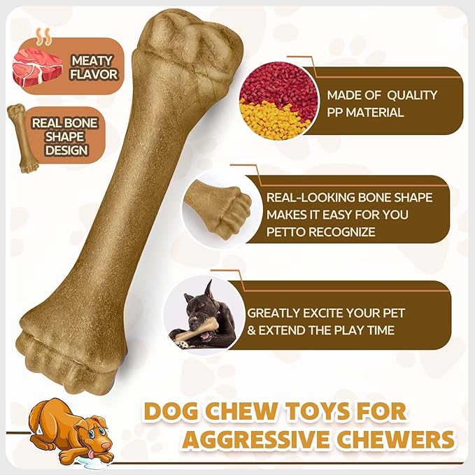 PUPTILY Dog Toys for Aggressive Chewers, Indestructible Bones for Aggressive Chewers, Tough Puppy Chew Toy for Heavy Duty Dogs, Big Dog Teething Toys with Durable Nylon for Large/Medium Breed Puppies