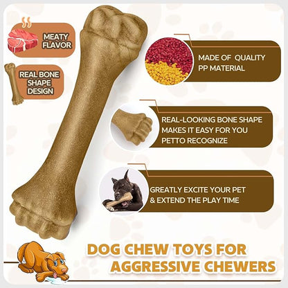 PUPTILY Dog Toys for Aggressive Chewers, Indestructible Bones for Aggressive Chewers, Tough Puppy Chew Toy for Heavy Duty Dogs, Big Dog Teething Toys with Durable Nylon for Large/Medium Breed Puppies