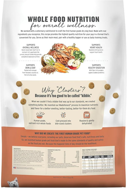 The Honest Kitchen Human Grade Whole Food Clusters Dry Dog Food - Grain Free Beef, 20 lb Bag