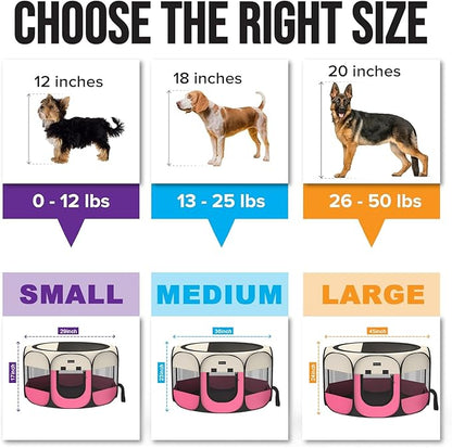 Portable Pet Puppy Dog Cat Playpen, 8-Panel Indoor/Outdoor Puppy Pen with Shade Cover & Travel Bag - Waterproof Dog Cat Tent