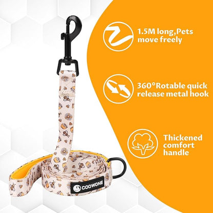 Dog Cat Harness and Leash Set, Puppia Soft Mesh Padded and Adjustable Puppy Vest Cute Dog Clothes Escape Proof Easy Walk Pet Accessories (Honeybee, S (Neck 10.6"-13"; Chest 14"-19.6"))
