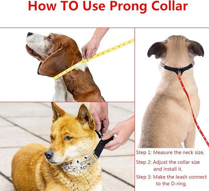 Prong Collar for Large Dogs, Dog Pinch Collar,Dog Training Collar,High Strength Quick Release Metal Buckle,Comfort Rubber Tips,for Large Dogs (4.0mm, 23.6-Inch, Black)