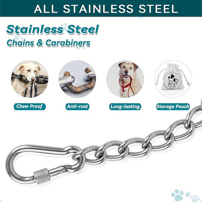 Dog Collar Safety Clip, Chew Proof Prong Collar Double Ended Backup Clasp Stainless Steel, Heavy Duty Dog Chain Leash Connector for Harness, Pinch, Gentle Lead with Carabiner, 4.6in
