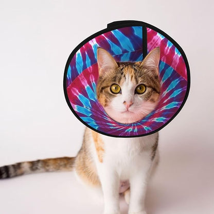 Adjustable Pet Cone for Small Dogs Tie Dye, Lightweight Elizabethan Collar for Cats, Puppies, and Dogs After Surgery, Prevent Licking