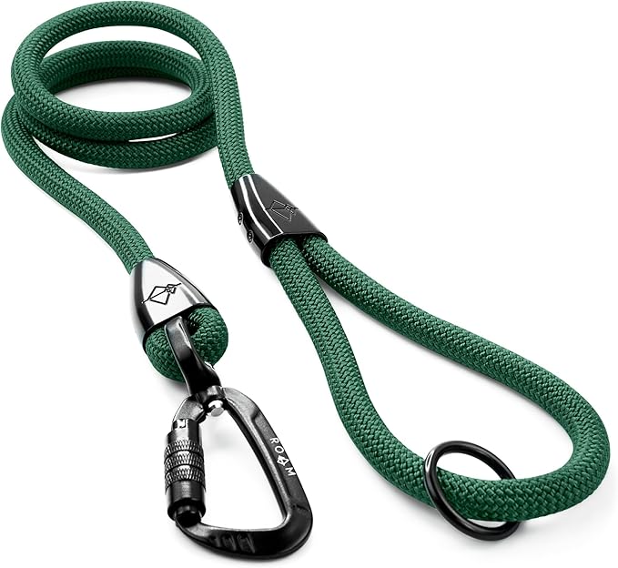 MADE TO ROAM Premium Explorer Leash - Climbing Rope Leash with Autolocking Aviation Aluminum Carabiner - Maine Marina, 4ft