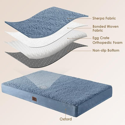 EHEYCIGA Washable Dog Beds for Extra Large Dogs, XL Dog Bed with Removable Cover for Crate, Orthopedic Foam Pet Bed Dog Mat Mattress Cushions for Extra Large Dogs, Spa Blue(41 X 27)