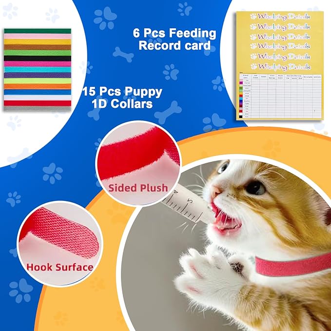 52pcs Puppy Whelping Supplies,Whelping kit,Puppies Birth,Kitten Dog Supplies,Puppy kit,Bottle Feeding kit for Newborn Puppy, Puppy Whelping Collars,Tube,Cord Clamps,Gloves,Digital Thermometer Scale