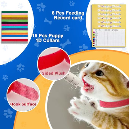 52pcs Puppy Whelping Supplies,Whelping kit,Puppies Birth,Kitten Dog Supplies,Puppy kit,Bottle Feeding kit for Newborn Puppy, Puppy Whelping Collars,Tube,Cord Clamps,Gloves,Digital Thermometer Scale