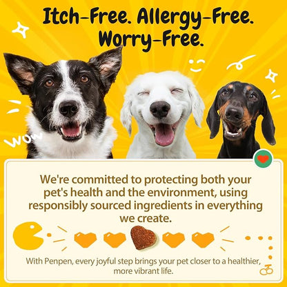 PENPEN Dog Allergy Relief Chews, Dog Itching Skin Relief, Omega 3 for Dogs Itch Supplement, Relieve Seasonal Allergy, Provide Immune Support (Peanut Butter Chews, 50ct)