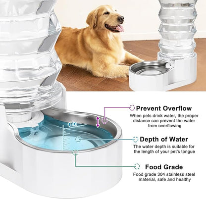 RIZZARI Gravity Dog Water Dispenser: 8L Large Auto-Refill Stainless Steel Pet Water Feeder - No-Spill BPA-Free Design for Large Dogs & Multi-Dog Homes - Everyday Indoor & Outdoor Spaces
