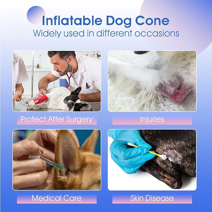 Inflatable Dog Cone Collar Alternative After Surgery,Comfortable Anti-Licking & Biting Recovery Donut Collar,Lightweight Waterproof Easy to Clean (Purple,Small)