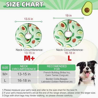 KOOLTAIL Inflatable Dog Cone Collar, Soft Donut E Collar for Dogs After Surgery to Stop Licking Enhanced Alternative, Blow Up Pet Neck Pillow Recovery Adjustable Cone for Dog Cat，Avocado L