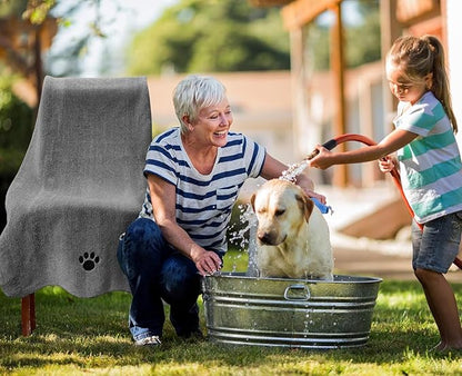 Puomue Microfiber Dog Towels for Drying Dogs, Super Absorbent and Soft Pet Grooming Towel, 40 Inch X 23.6 Inch, Perfect for Large, Medium or Small Dogs (Grey, 40''X23.6'' - 2pack)