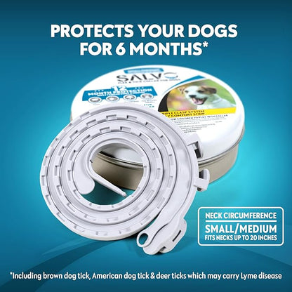 SALVO Flea and Tick Collar for Dogs - Pack of 2 for 12 Months of Protection - Flea and Tick Prevention for Dogs (Small/Medium)