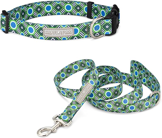 Lucky Love Dog - Easy Click Buckle Dog Collar with Leash Set Combo, Durable & Comfortable for Male & Female Dogs, Pet Collar for Small Dogs, Secure Fit - Leo Combo, XS