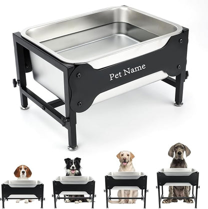 4 Gallons Elevated Large Dog Water Bowl, 4 Height Adjustable Stainless Steel Raised Dog Bowls with Stand, Indoor Outdoor Pet Water Bowl Relief Joint Pressure Pet Dishes for Dogs Easy Clean