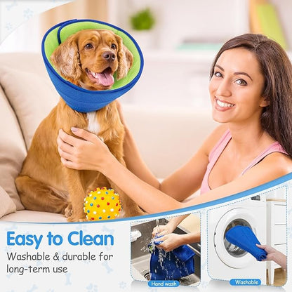 Adjustable Comfy Cones Soft Dog Cone Collar Alternative - for Large/Medium/Small Dogs to Stop Licking After Surgery, Comfortable Fabric Elizabethan Collars, Head Cone of Shame for Neuter Recovery - L