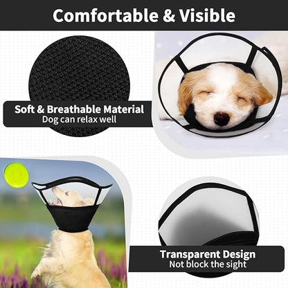 Allroaring Dog Cone Collar After Surgery, Soft Dog Cones for Large Dogs, Breathable Pet Elizabethan Collar Dogs Recovery Cone to Stop Licking Protective Wound Lightweight E-Collar, Black XL