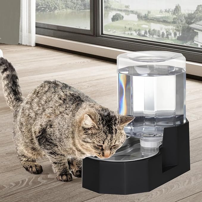 Sfozstra Large Dog Water Dispenser: 5L Automatic Gravity Water Feeder - Dishwasher-Safe Stainless Steel Bowl - Easy Clean - No Power Needed - for Cats & Small Dogs - Kitchen Corner/Crate Area