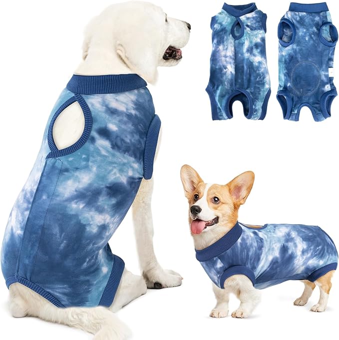 Lukovee Recovery Suit for Dogs, Onesie Surgery Recovery Suit for Female Male Dogs, Abdominal Wounds Cone E-Collar Alternative Prevent Licking Spay Recovery Suit (TBL,S)
