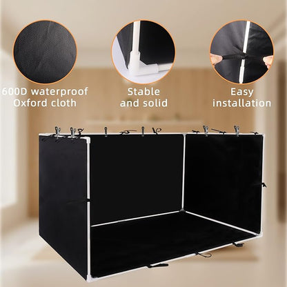 Dog Pee Pad Holder with High Walls 35"x29"x17.3" No-Splash Indoor Dog Potty Box with 6 Clamps, Foldable Potty Training Toilet for Large Small Medium Dogs Puppy Potty (Black)