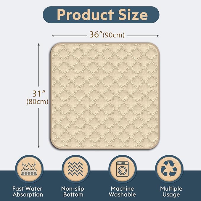 FunFurry Washable Pee Pads for Dogs - 2 Pack Reusable Pee Pads，Waterproof Puppy Pads，Pet Training Pads，Super Absorbent with Dog Paw Shape Non-Slip Backing (Cream, 31" X 36" - 2 Pack)