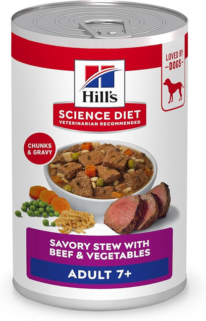 Hill's Science Diet Adult 7+ Wet Dog Food, Beef & Vegetables, 12.8 oz. Cans, 12-Pack