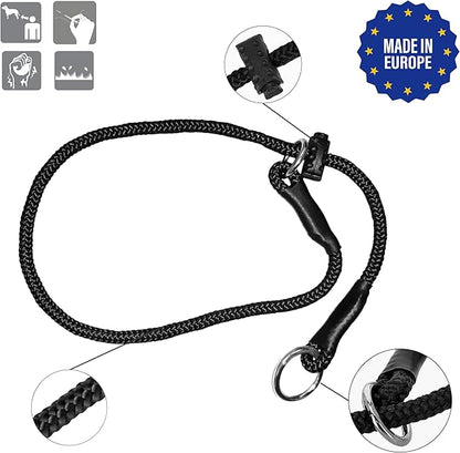 Dingo Gear Choke Collar for Dog Training Handmade of Cord with A Limiter, Waterproof Black S04059, (XXL)