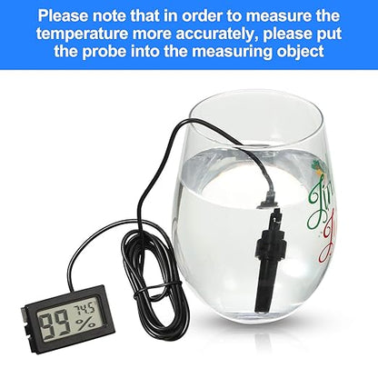 Weewooday Mini Digital Temperature Humidity Meters Gauge with Probe Gauge LCD Fahrenheit Display Thermometer Hygrometer for Incubator Reptile Plant Greenhouse Chicken Coop Garden(Black, 6 Pieces)