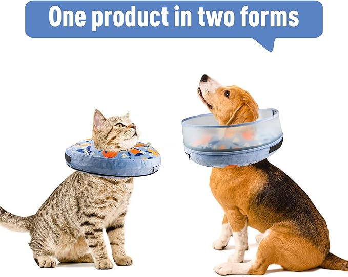 Inflatable Dog Cone, Soft Dog Cone Collar After Surgery for Alternative with Enhanced Anti-Licking Guard Shield Adjustable Detachable, Elizabethan Collar (M, Orange)