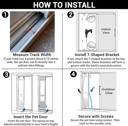 Dog Door for Sliding Glass Door - Large Doggy Door for Sliding Door Dog Door Insert - 78 3/8 Inch to 82 1/2 Inch Height Adjustable Pet Door with Lock - Openning Size: 11" W x 15.7" H