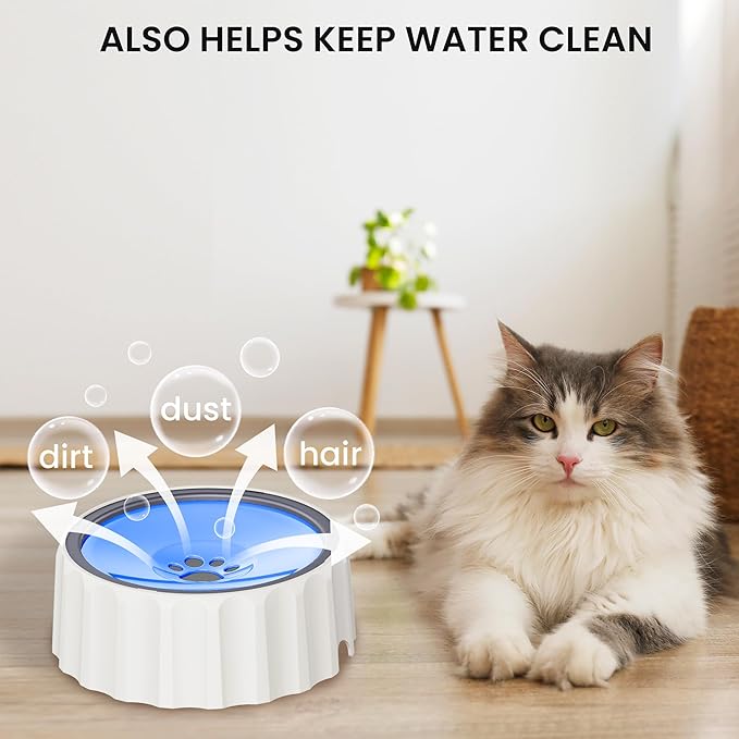 Dog Small Animals Water Bowl No Spill 70oz/2L Large Capacity Dispenser Non Slip No Splash Small Animals Bowl Pet Slow Feeder No Drip Dog Water Bowl on Vehicle for Dogs and Cats - Blue