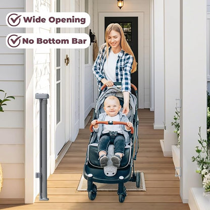 Retractable Baby Gate for Stairs, 55" Wide Mesh Dog Gate Indoor, 34" Tall Child Gate for Doorways, Hallways, Deck, Indoor Outdoor Pet Baby Safety Essentials for Home, Grey