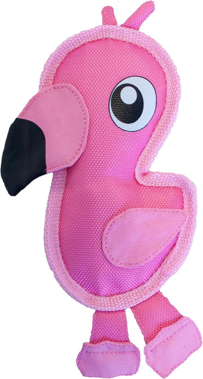 Outward Hound Fire Biterz Flamingo Plush Firehouse Material Interactive Dog Toy, Small