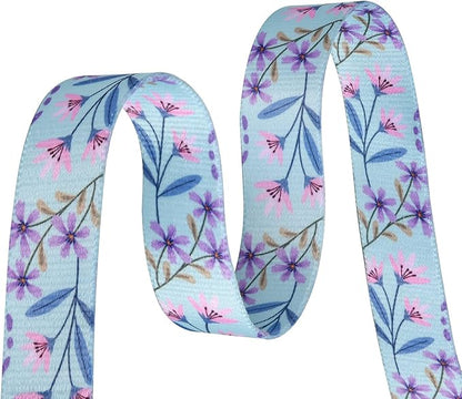 Mihqy Dog Collar and Leash Set with Bohemia Floral Tribal Geometric Patterns - Soft Ethnic Style Collar Adjustable for Small Medium Large Dogs(Pink + Purple Floral Set,XS)
