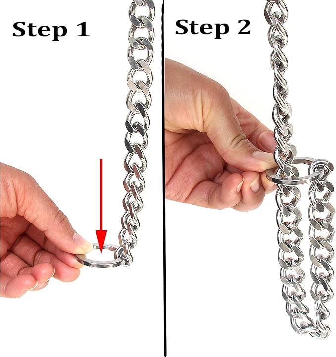 Chain Choke Collar for Dogs, Metal Slip Link Training Heavy Duty Dog Collar Martingale Puppy Collars for XXS XS Small Medium Large Big XL Breed Dogs (Silver, M(Neck Max 18inch) D3mm)