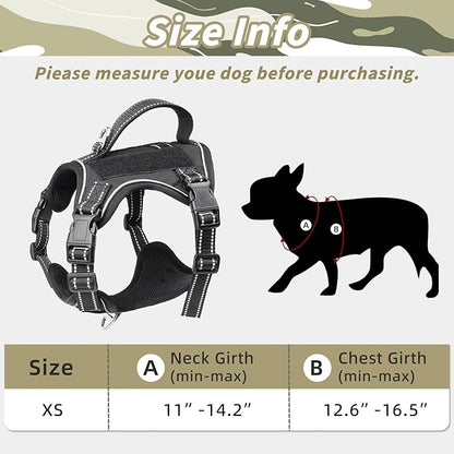 Tactical Dog Harness for Small Dog - Reflective Puppy Pet Vest No Pull Military Service Dog Vest with Vertical Handle XS Dog Harness for Outdoor Training