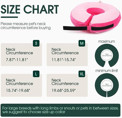 Kuoser Inflatable Dog Cone Collar, Soft Dog Cone Alternative After Surgery, Dogs Donut Collar to Stop Licking, Inflatable Doggie Neck Pillow,Comfortable Recovery E-Collar for Small Medium Large Dogs,S