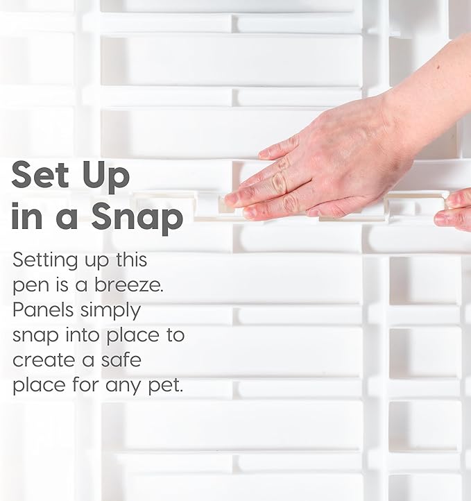 IRIS USA Dog Playpen with Door, 34” 8 Panel Pet Exercise Pen – Indoor Outdoor Puppy Play Pen, Portable Plastic Pet Fence for Small Medium Dogs, Foldable 63” x 63” x 34”, White